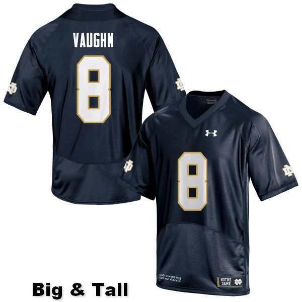 Men's NCAA Notre Dame Fighting Irish #8 Donte Vaughn Stitched College Under Armour Authentic Navy Big & Tall Football Jersey XT10W87IV